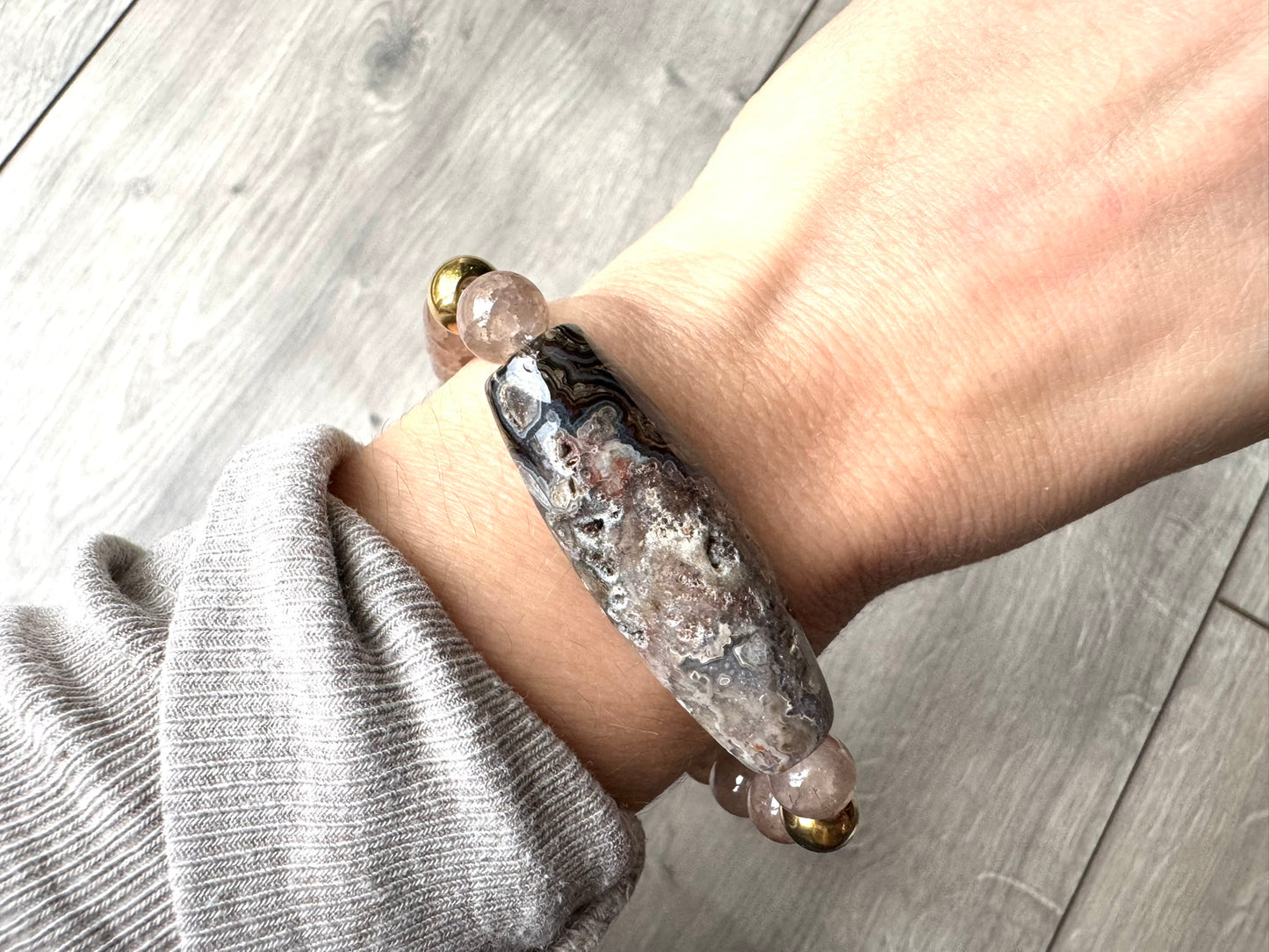 Bamboo Agate Statement Bracelet
