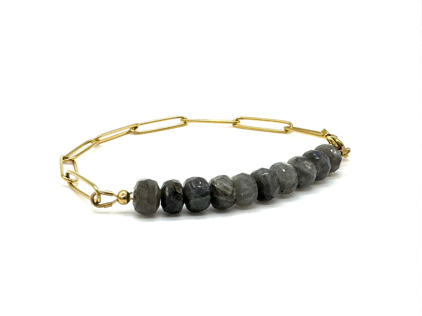 Crystal Rondelle Paperclip Bracelet