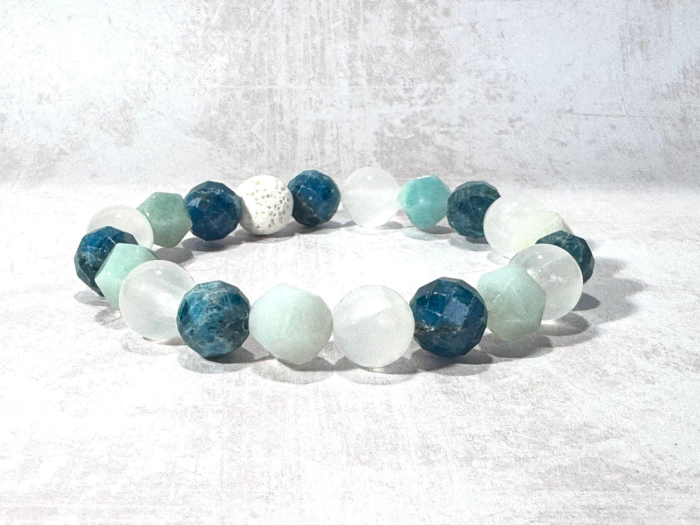 Chunky Apatite, Selenite, Amazonite Bracelet
