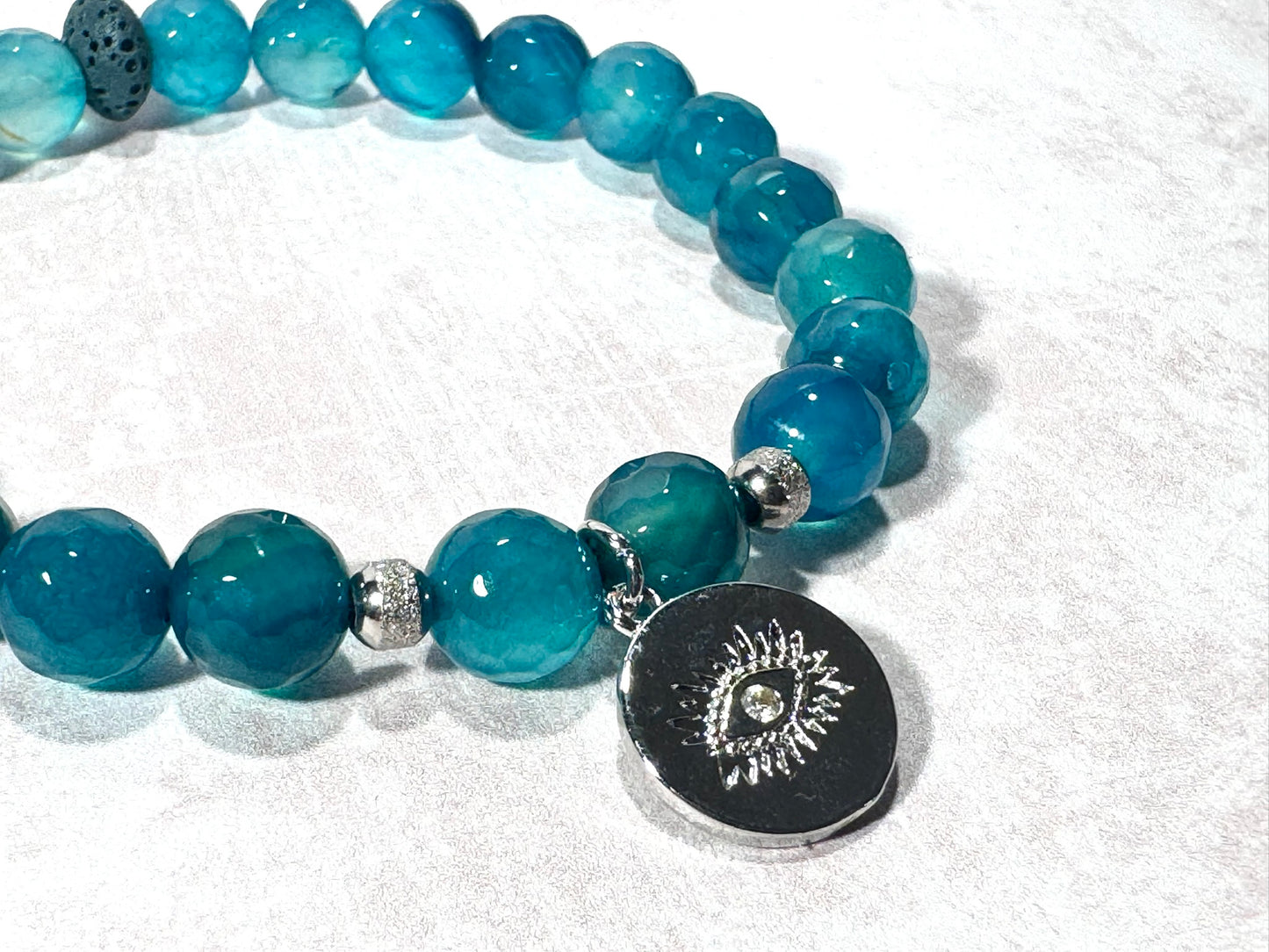 Evil Eye Teal Agate Bracelet