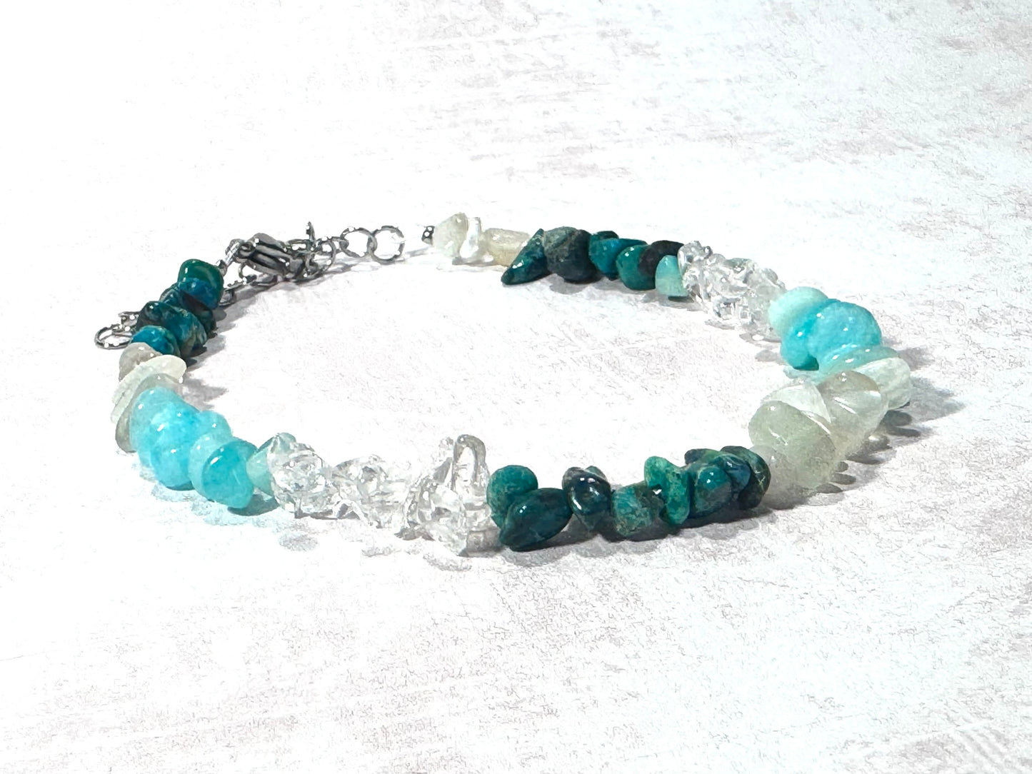 Dainty Malachite, Moonstone and Amazonite Bracelet