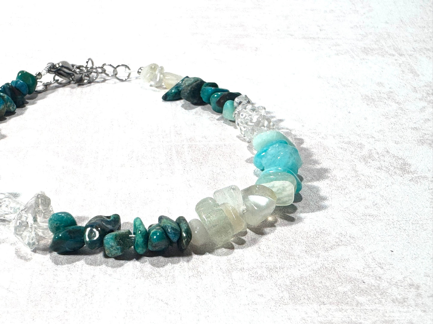 Dainty Malachite, Moonstone and Amazonite Bracelet
