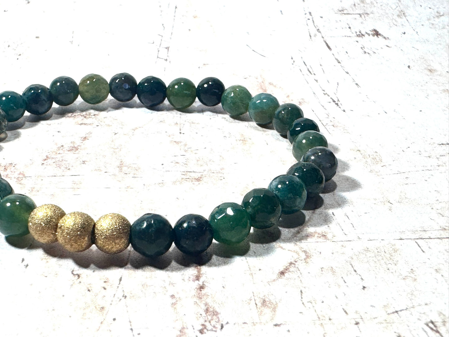 Green Moss and Gold Bracelet