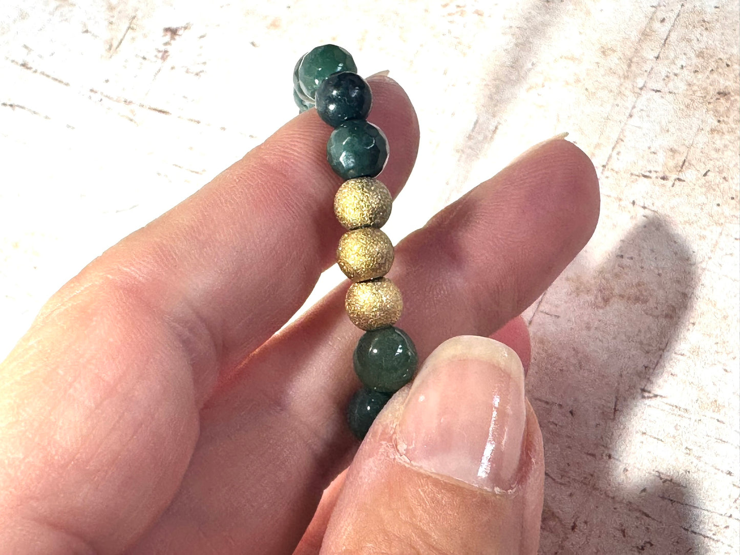Green Moss and Gold Bracelet