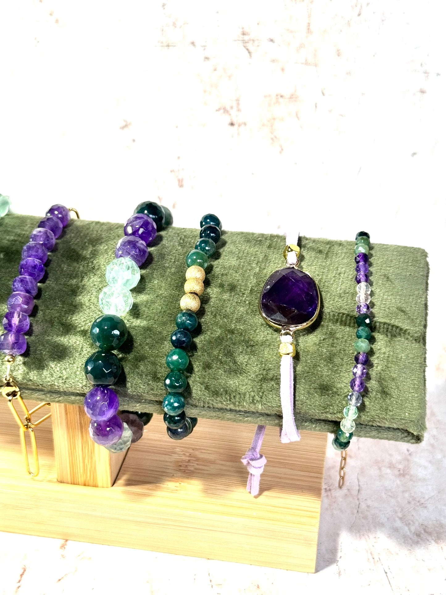 Green Moss and Gold Bracelet