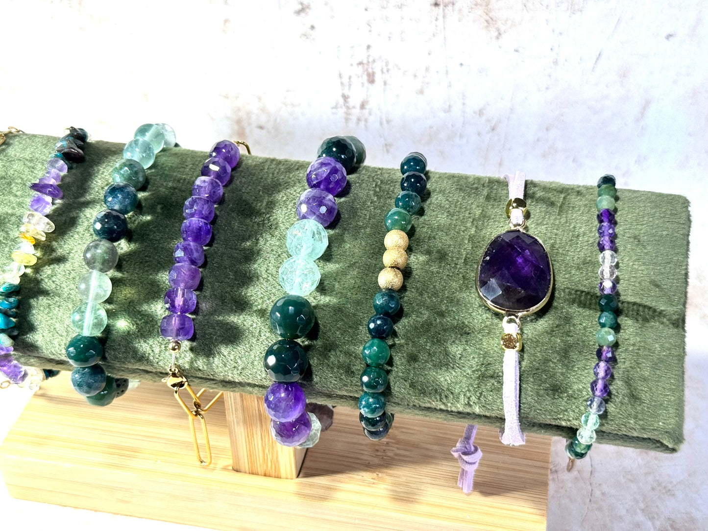 Amethyst and Gold Paperclip Chain Bracelet