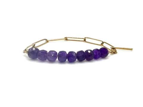 Amethyst and Gold Paperclip Chain Bracelet