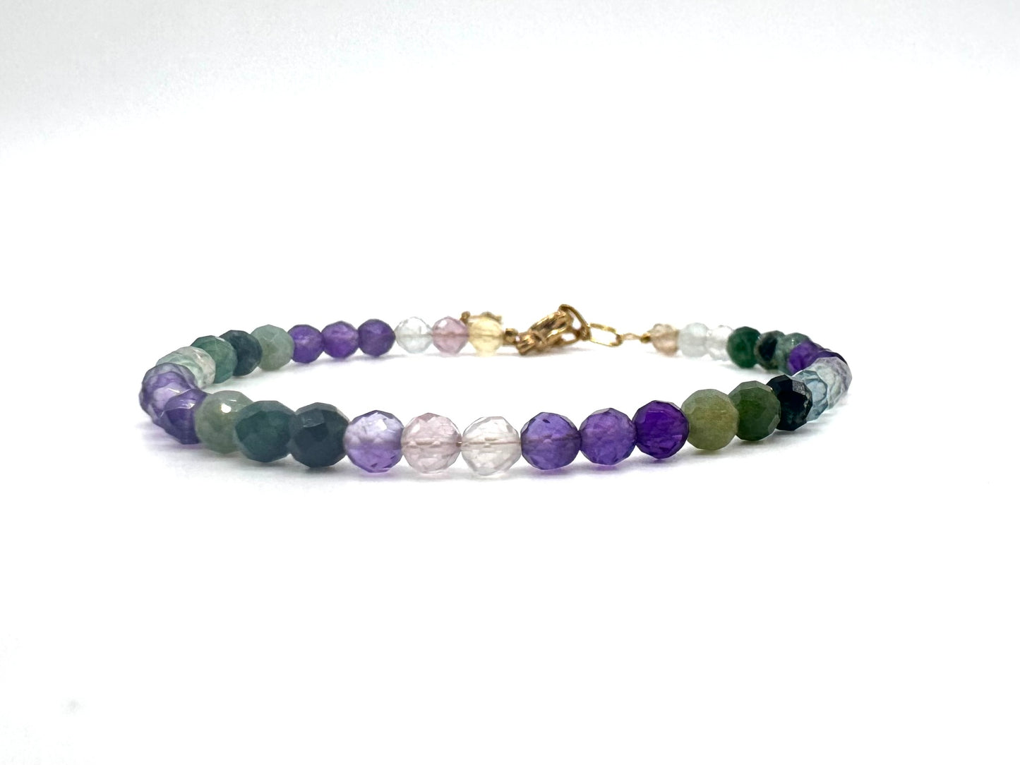 Dainty Amethyst, Fluorite and Moss Agate Bracelet
