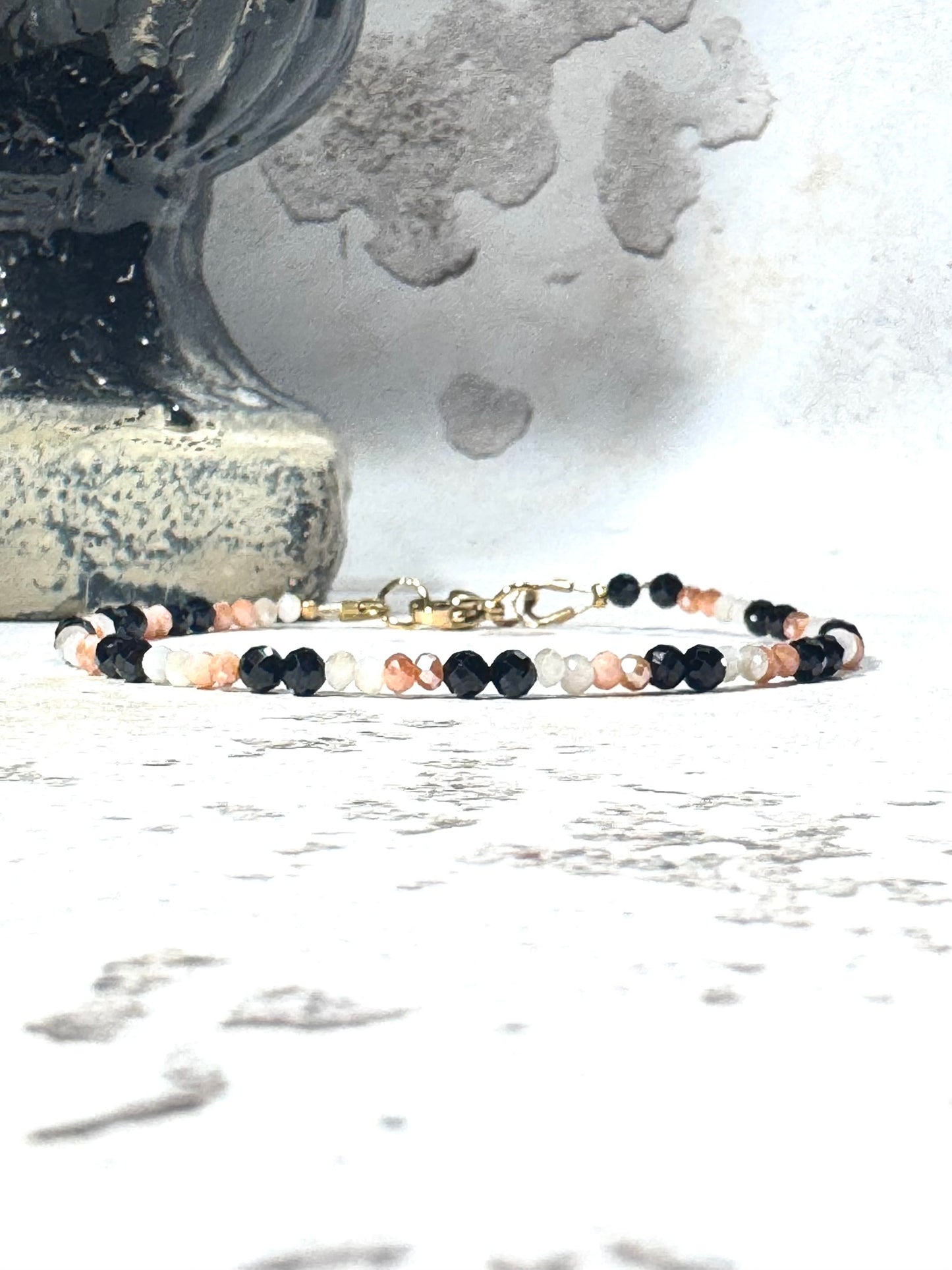 Dainty Sunstone and Tourmaline Bracelet