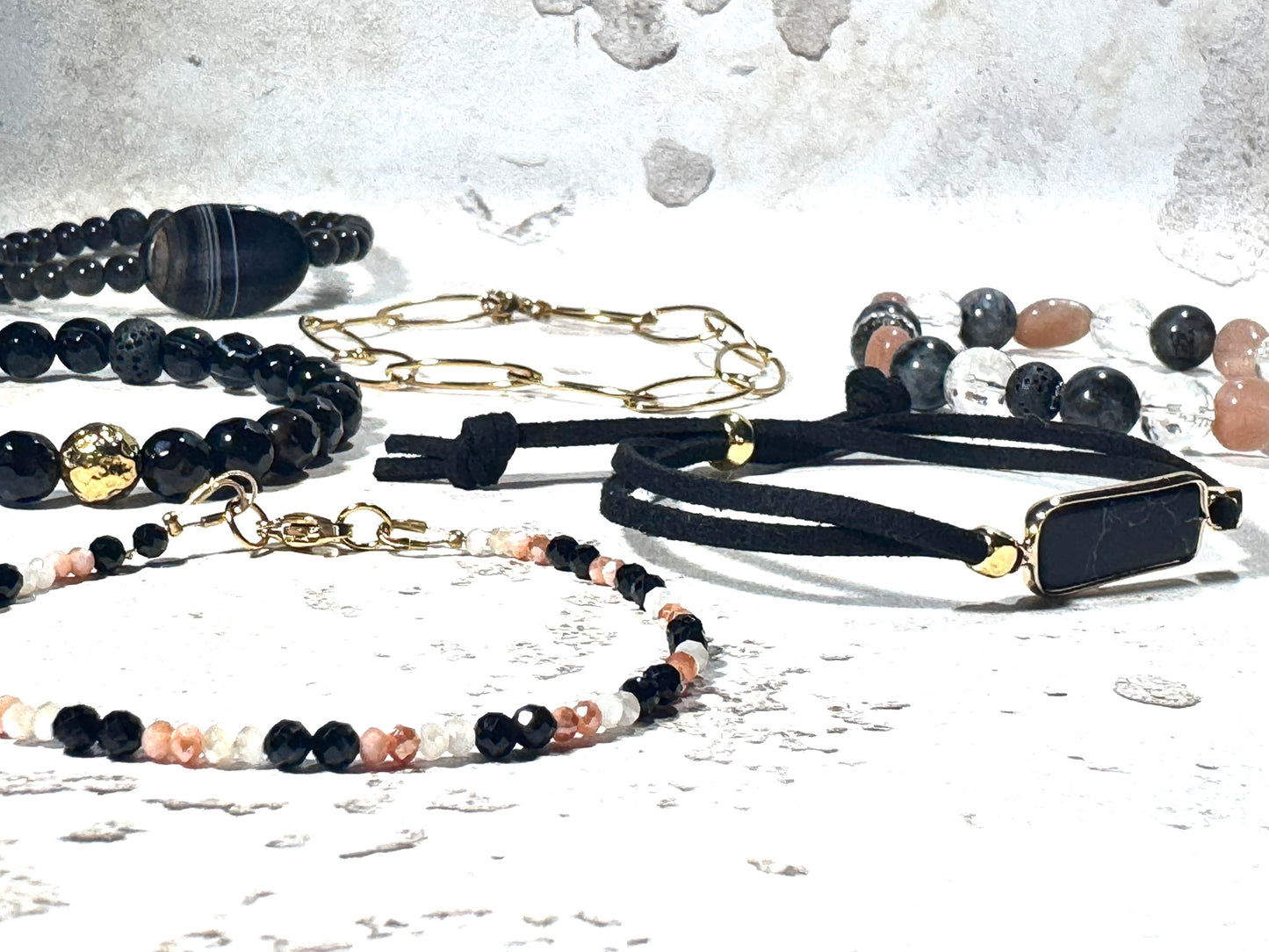 Chunky Sunsone and Clear Quartz Bracelet