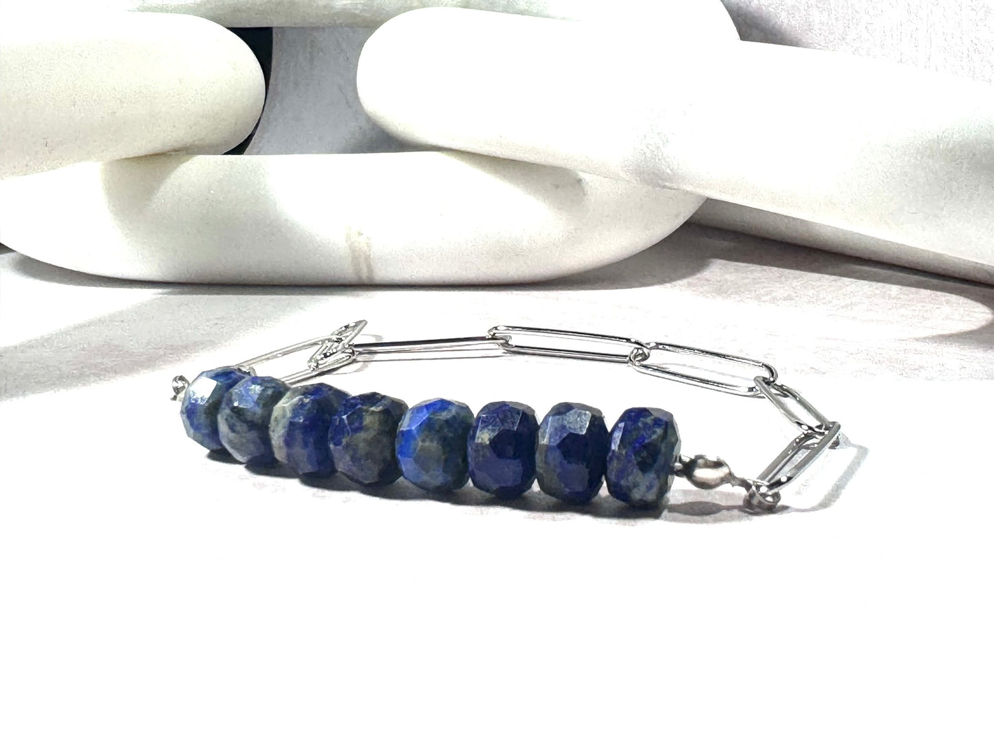 Lapis Lazuli Paperclip Bracelet