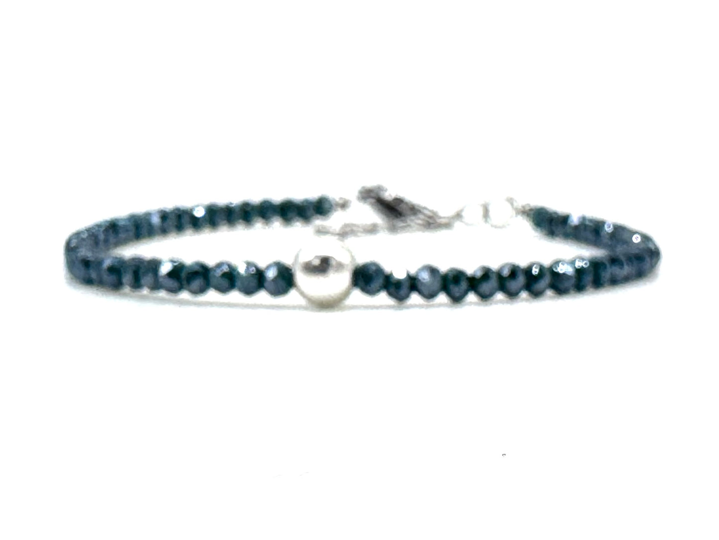 Navy Blue and Steel Dainty Bracelet