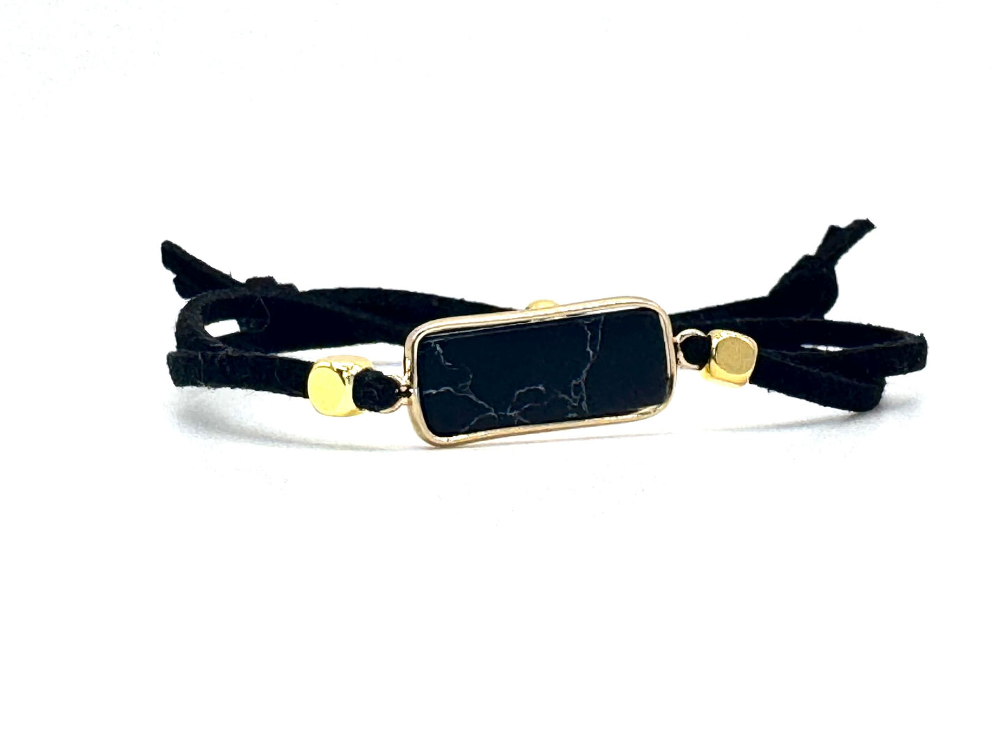 Black Agate Soft Suede Bracelet