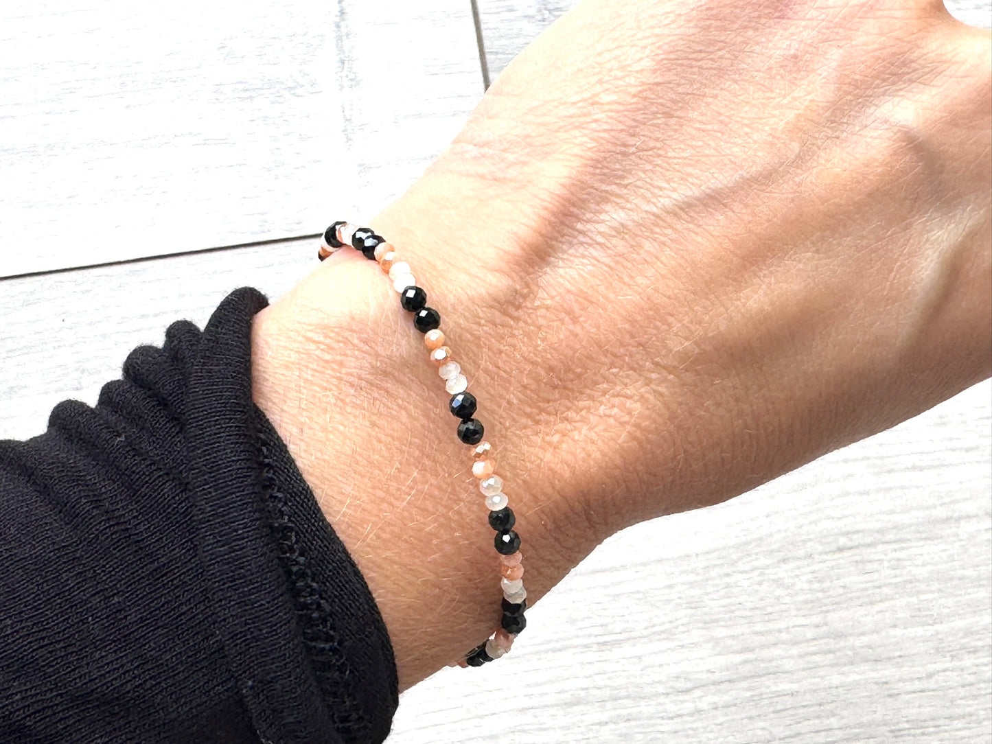 Dainty Sunstone and Tourmaline Bracelet