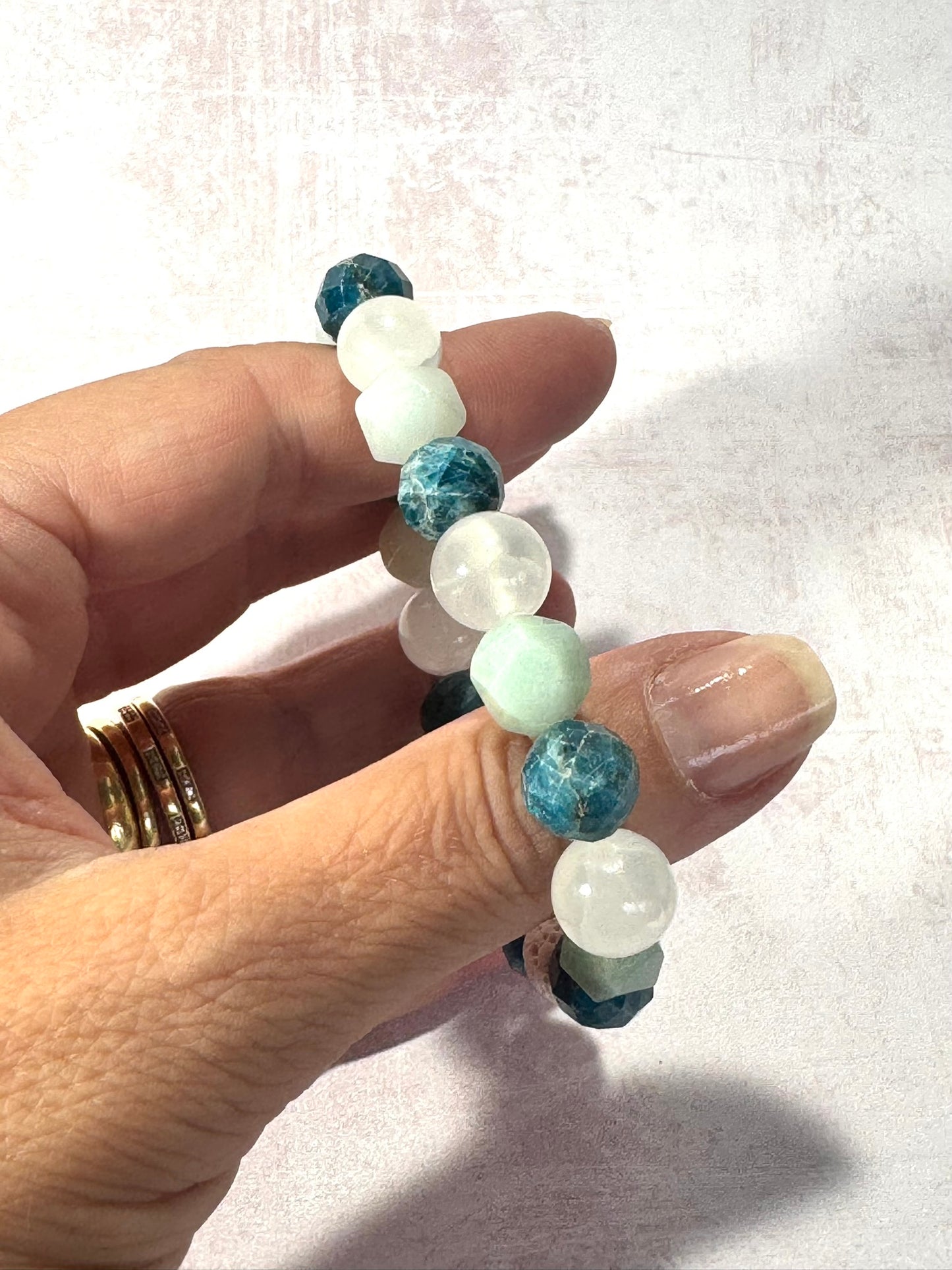 Chunky Apatite, Selenite, Amazonite Bracelet