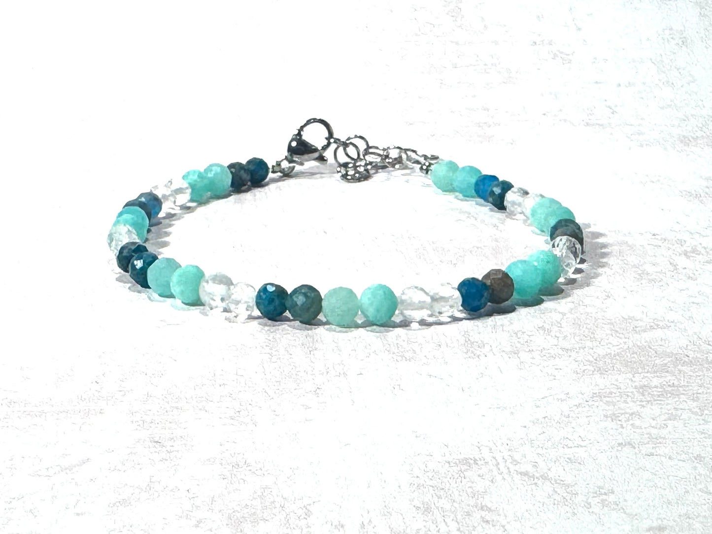 Dainty Apatite, Clear Quartz and Amazonite Bracelet