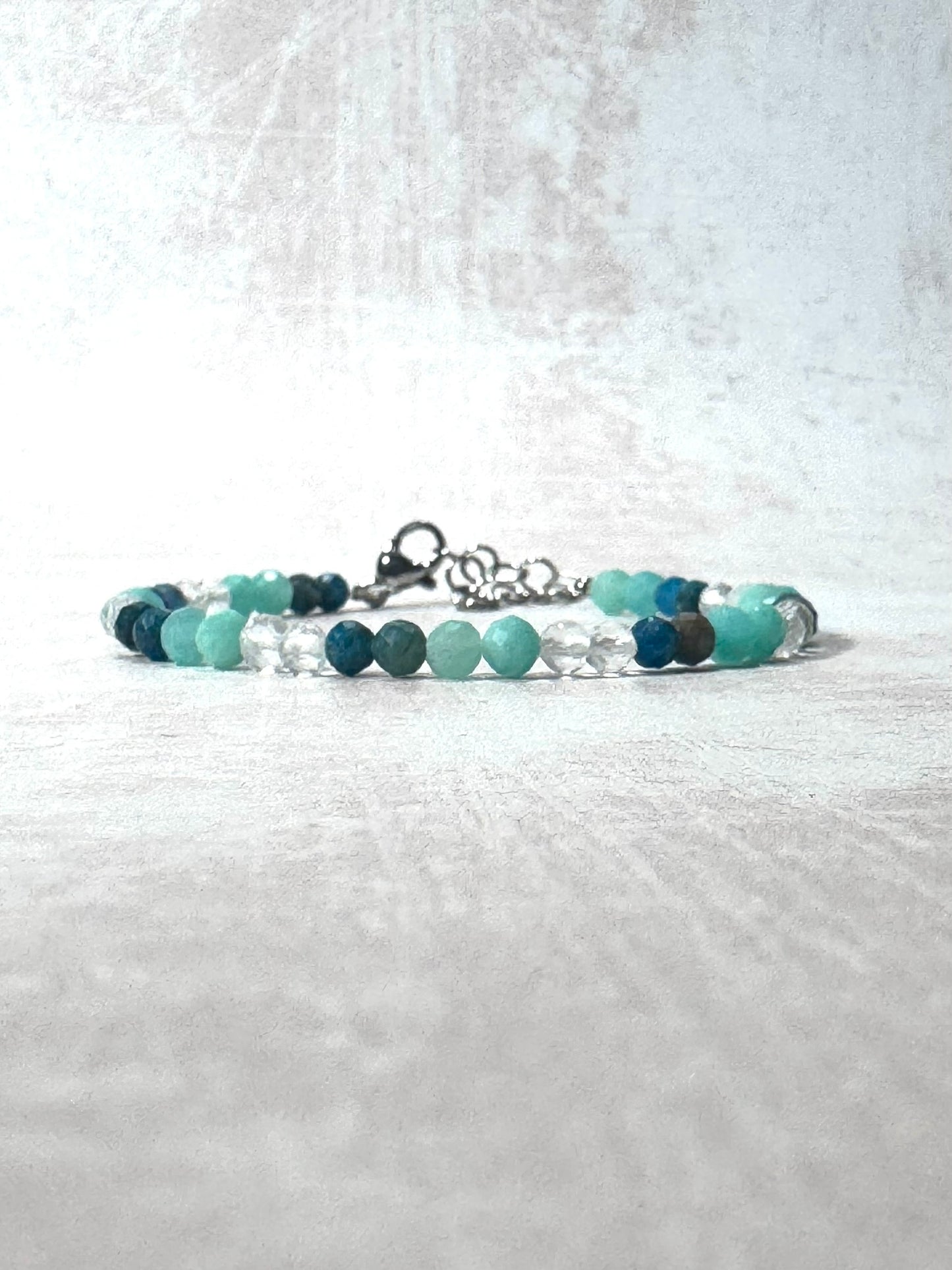 Dainty Apatite, Clear Quartz and Amazonite Bracelet