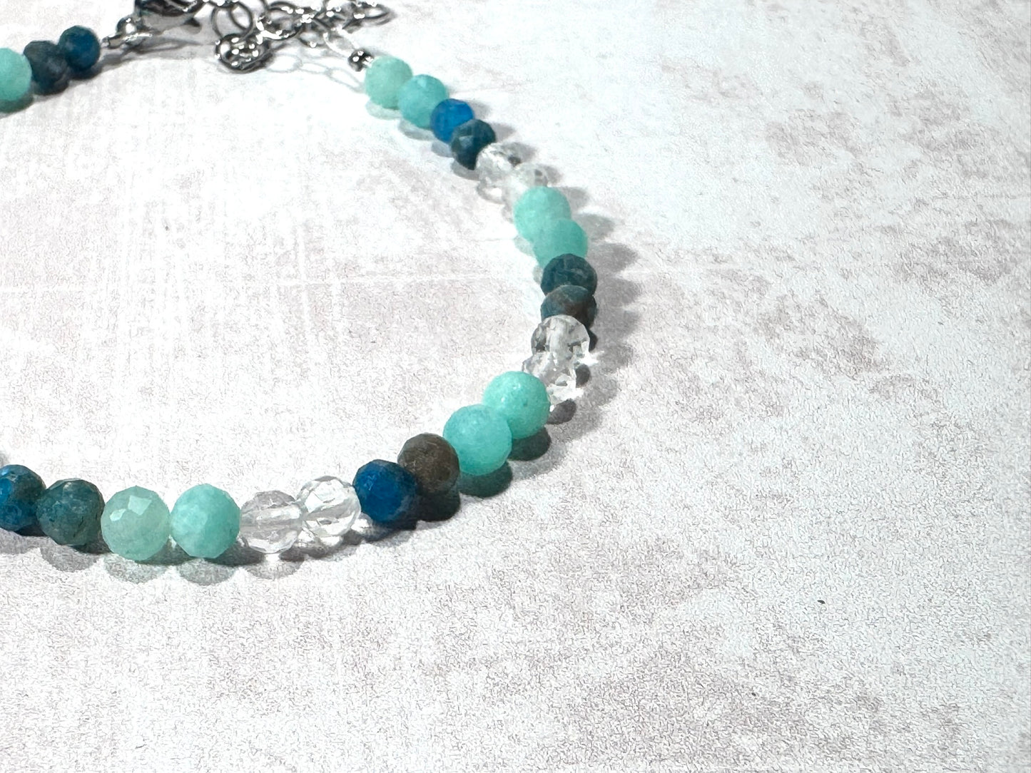 Dainty Apatite, Clear Quartz and Amazonite Bracelet