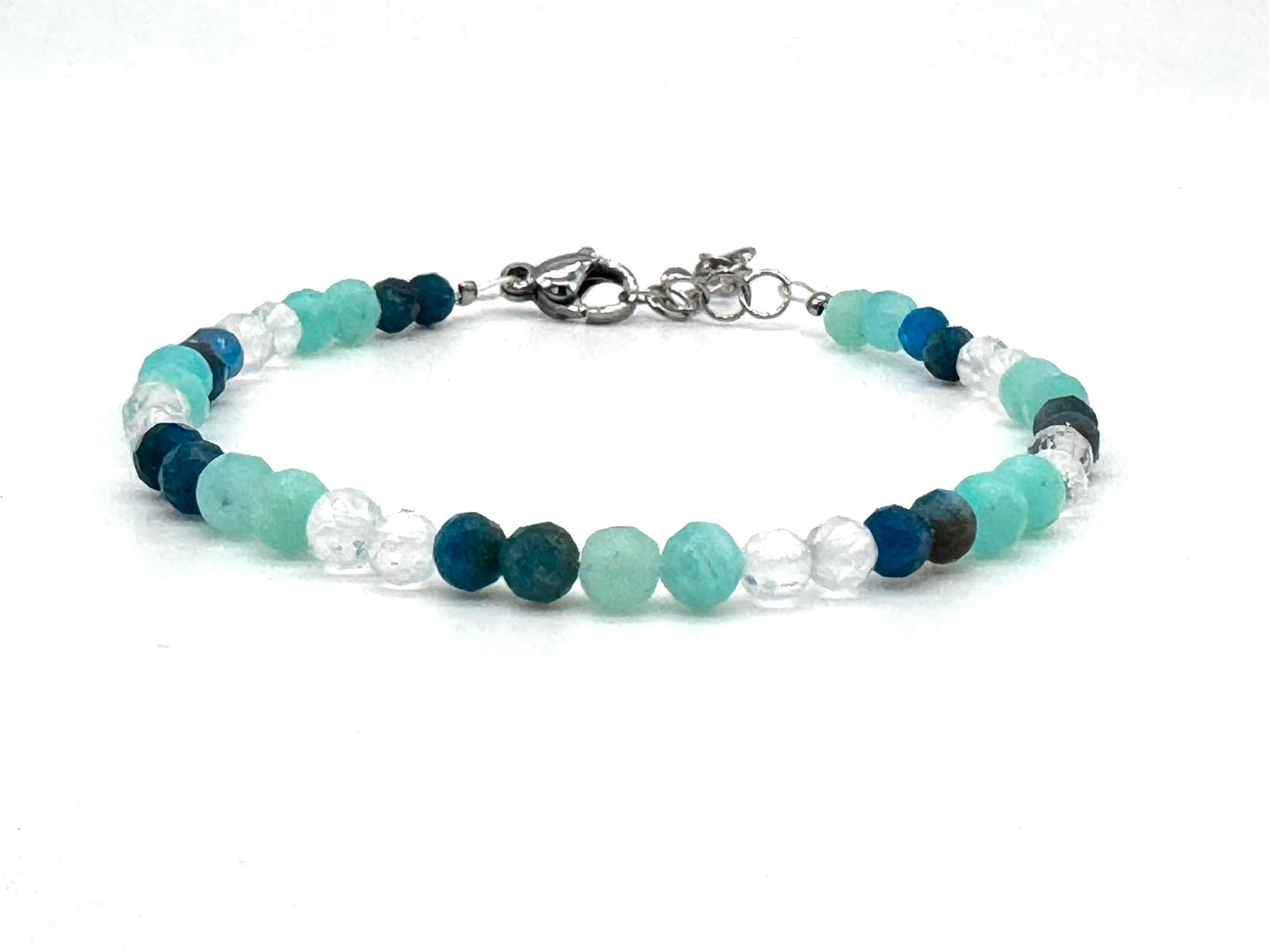 Dainty Apatite, Clear Quartz and Amazonite Bracelet
