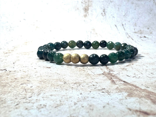 Green Moss and Gold Bracelet