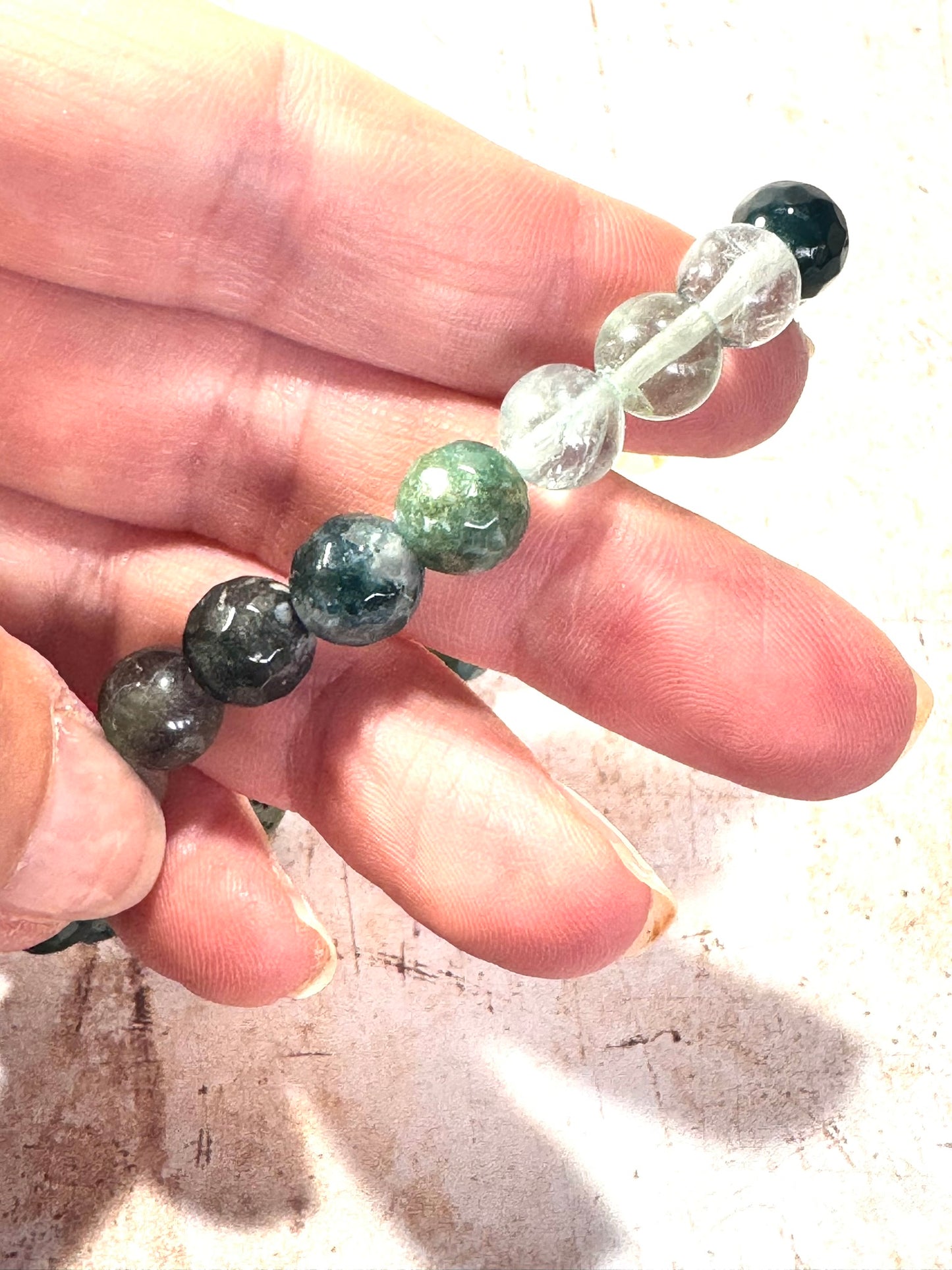 Moss Agate and Fluorite Diffuser Bracelet