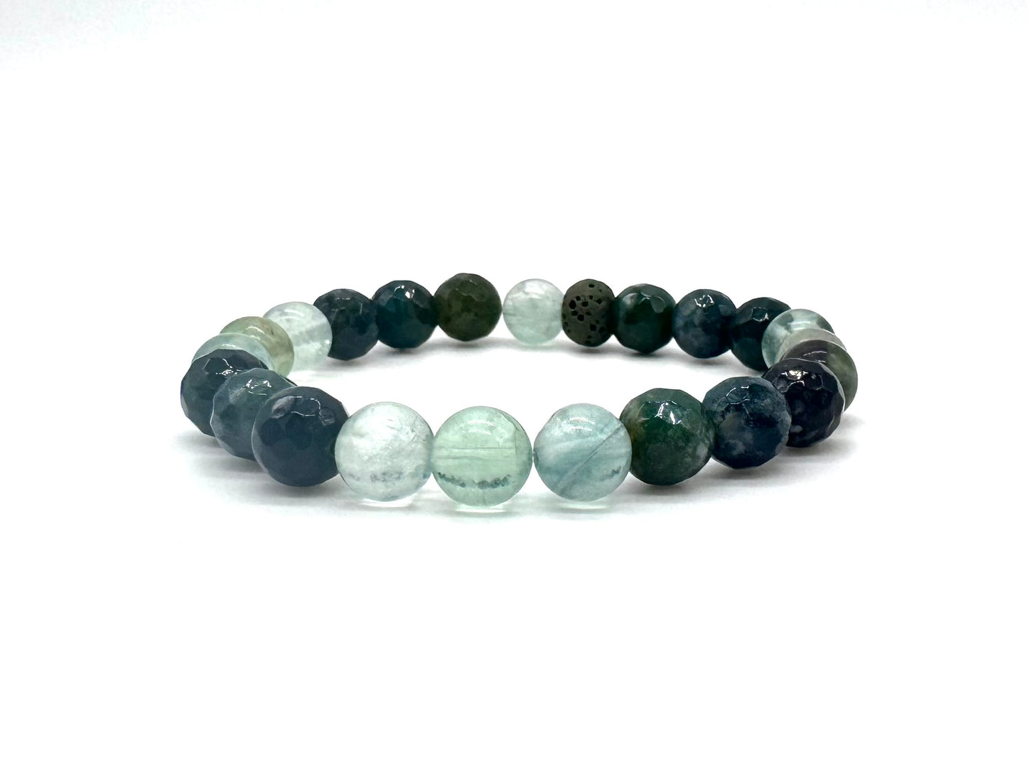 Moss Agate and Fluorite Diffuser Bracelet