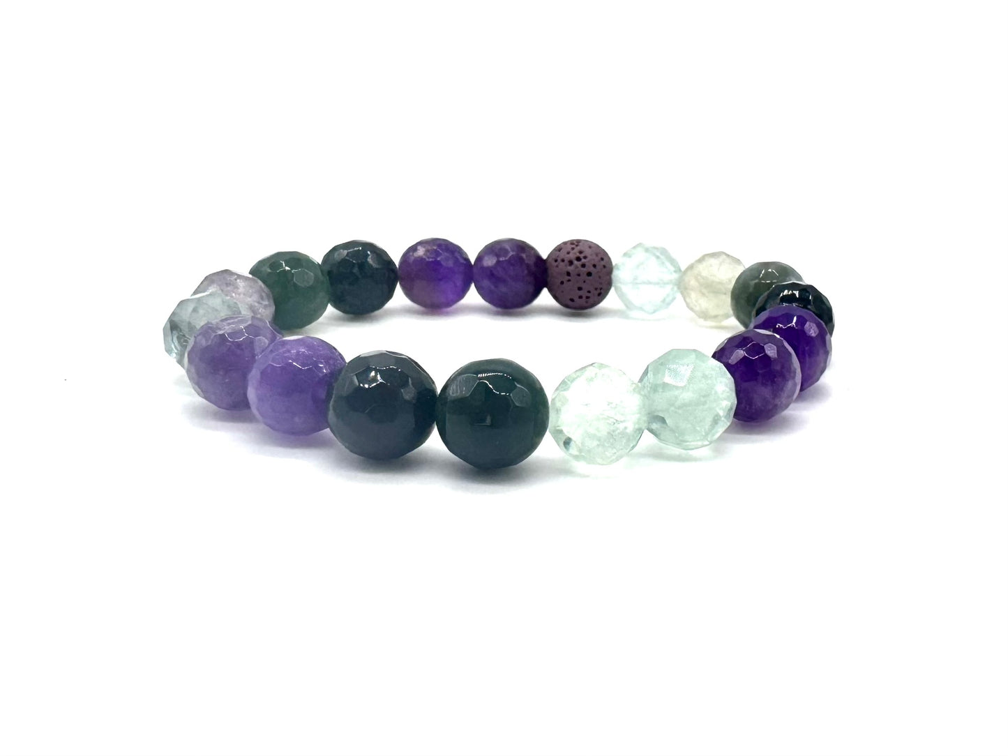 Chunky Amethyst and Moss Agate Diffuser Bracelet