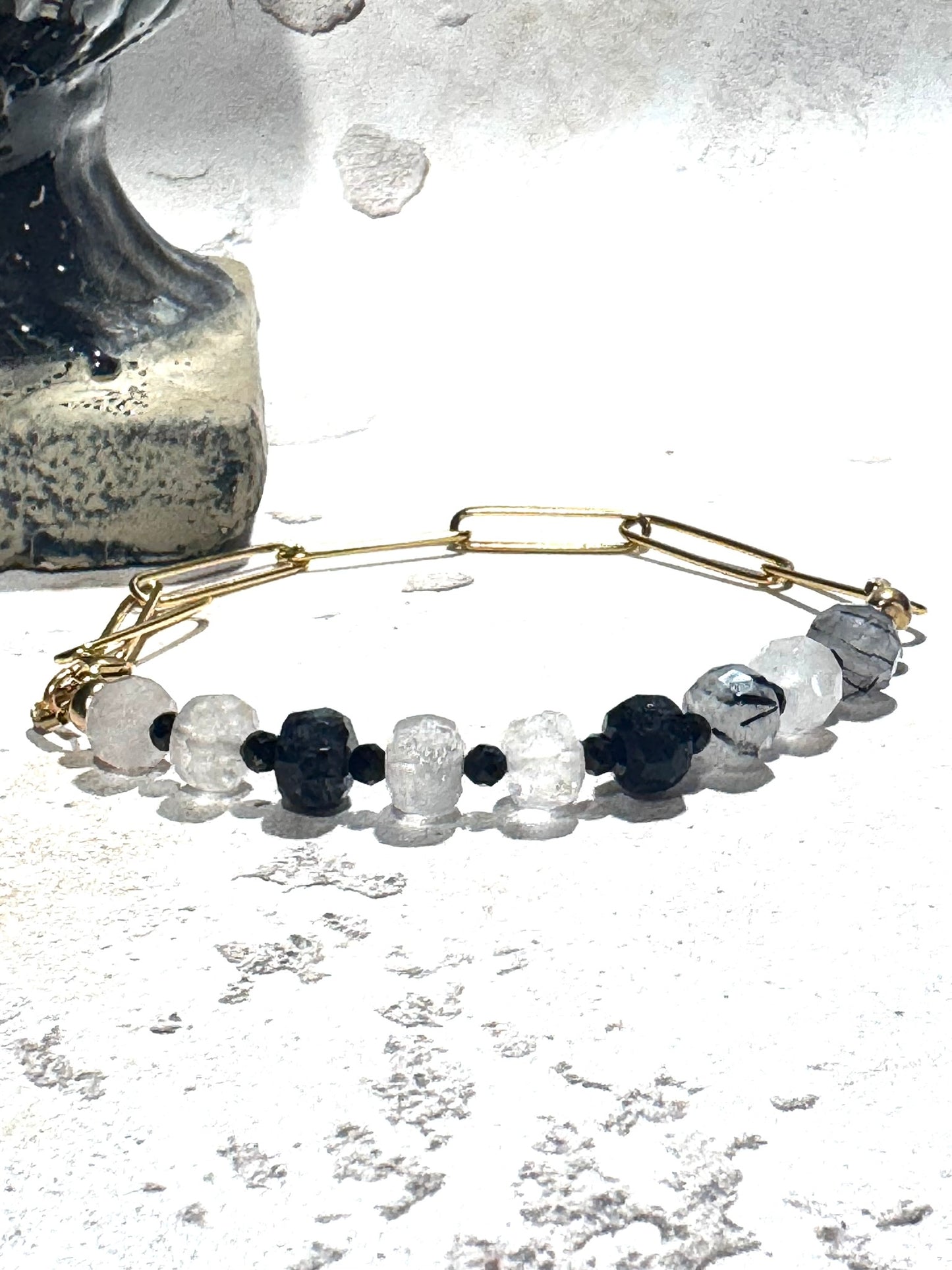 Rutilated Quartz Paperclip Bracelet