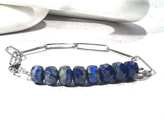 Lapis Lazuli Paperclip Bracelet