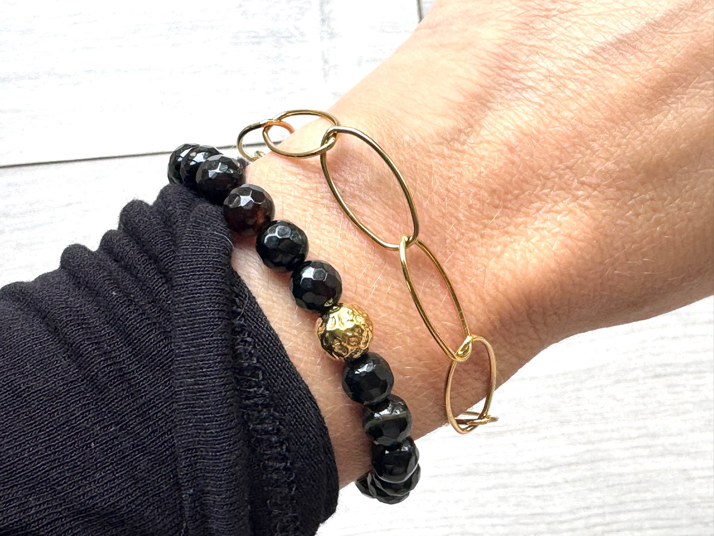 Tourmaline and Gold Gemstone Bracelet